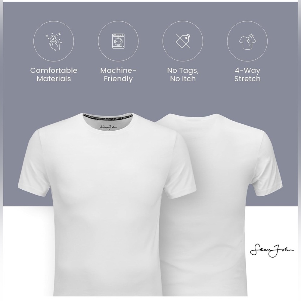 Sean John 3Pack Men's Essential Undershirts – Breathable,Tagless, Mens - Picture 3 of 5